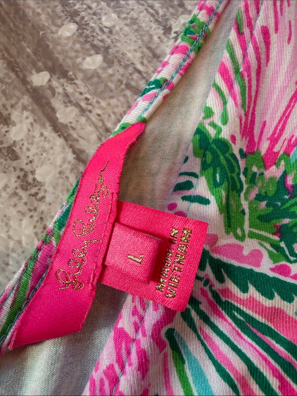 Lilly Pulitzer Hot Pink and Kelly Green Floral Romper Dress - Picture 2 of 4